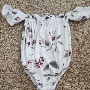 Floral Off-Shoulder Kids Bodysuit